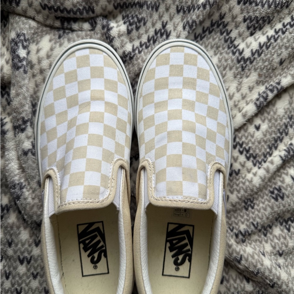 Vans Checkerboard Slip-On Shoes - tan